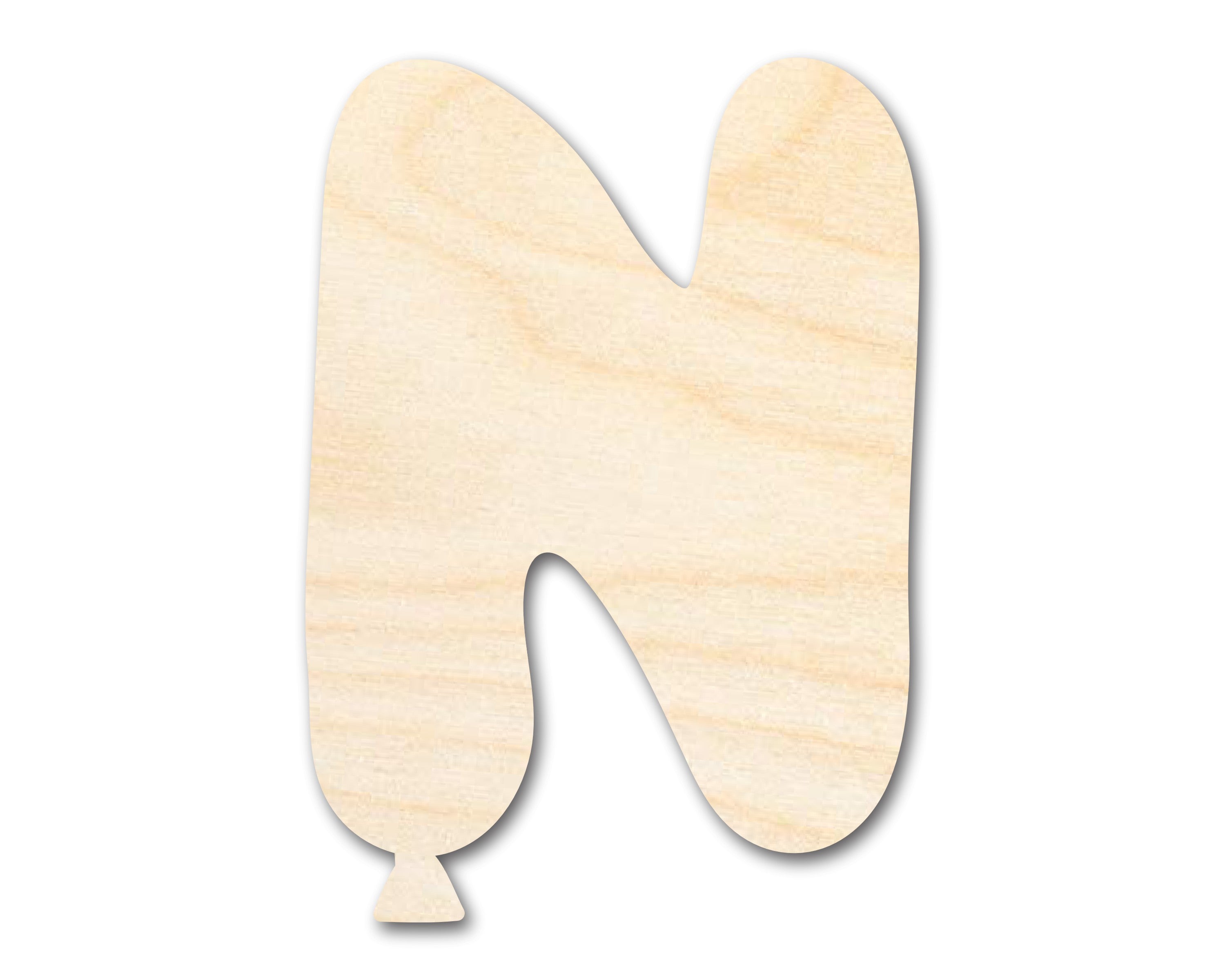 Unfinished Wood Balloon Letter N Shape | DIY Craft Cutout | up to 46" DIY