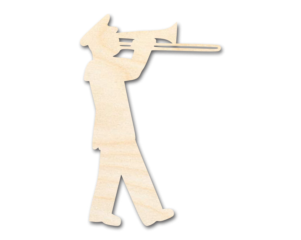 Unfinished Wood Band Trombone Player Shape | DIY Craft Cutout | up to 46" DIY