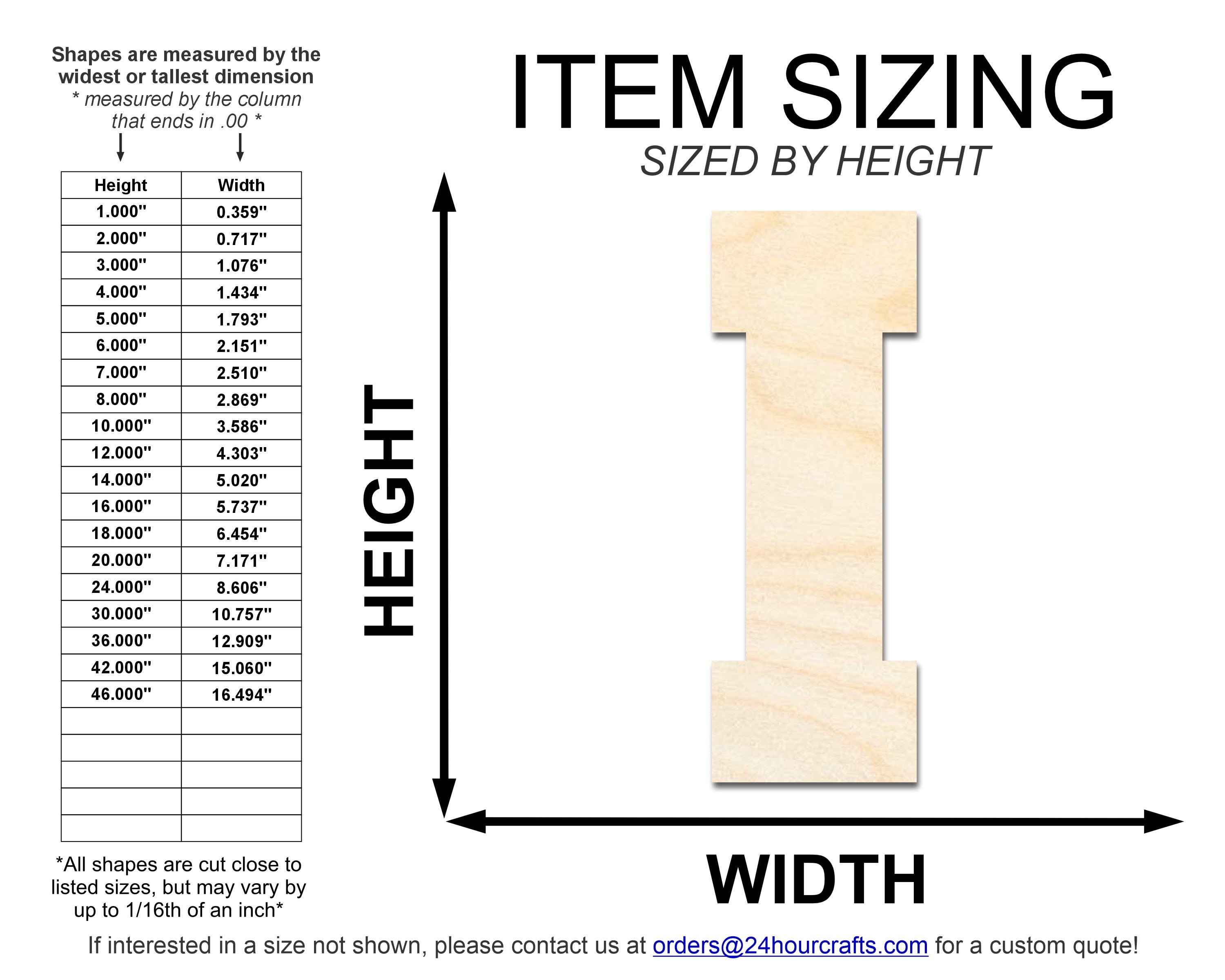 Unfinished Wood Varsity Team Font - I Shape | DIY Craft Cutout | up to 46" DIY