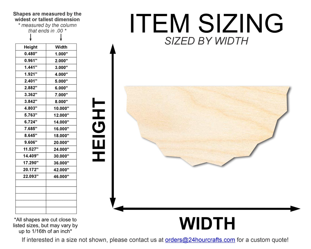 Unfinished Wood Half Banner Shape | DIY Craft Cutout | up to 46" DIY