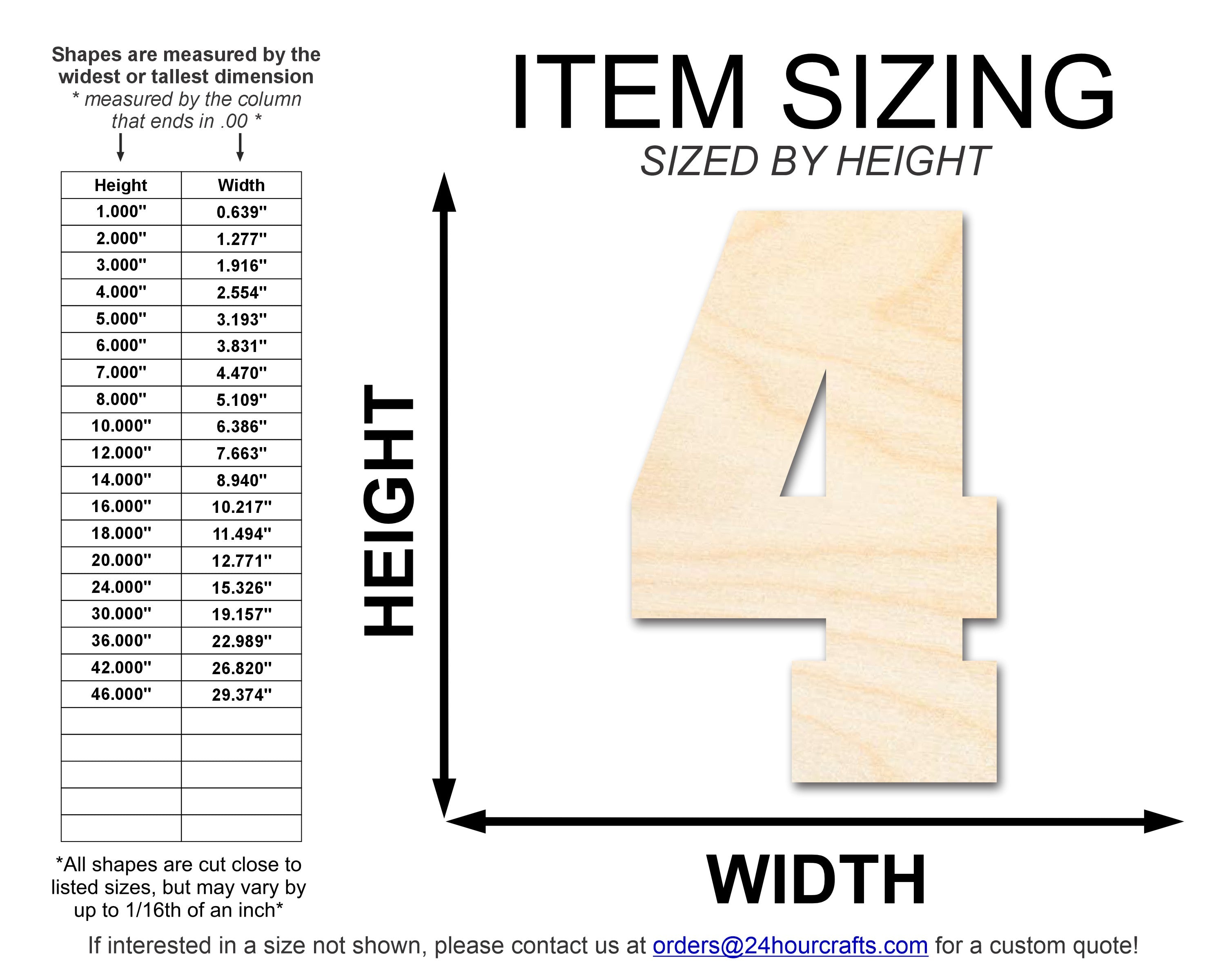 Unfinished Wood Varisty Number Four Shape | DIY Craft Cutout | up to 46" DIY