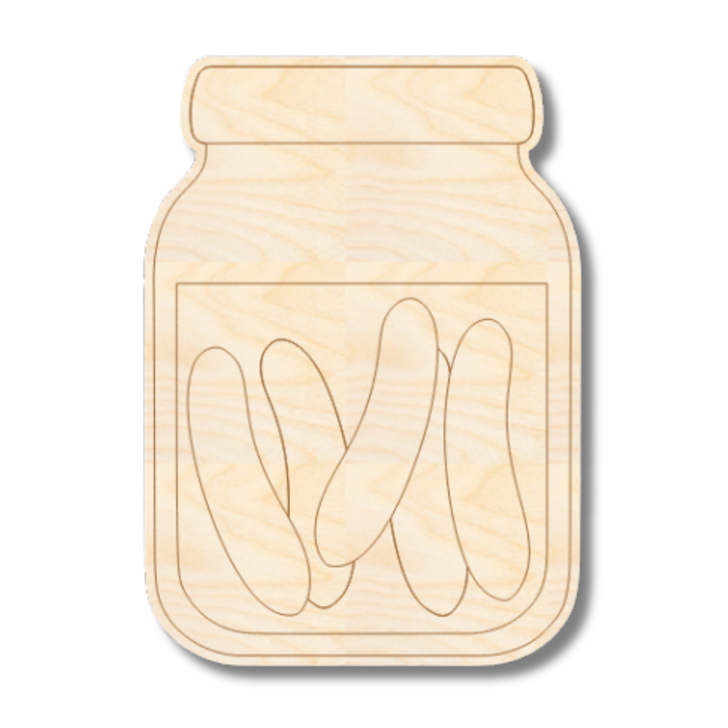 Unfinished Wood Etched Pickle Jar Shape | Paint By Line Crafts | up to 30" DIY