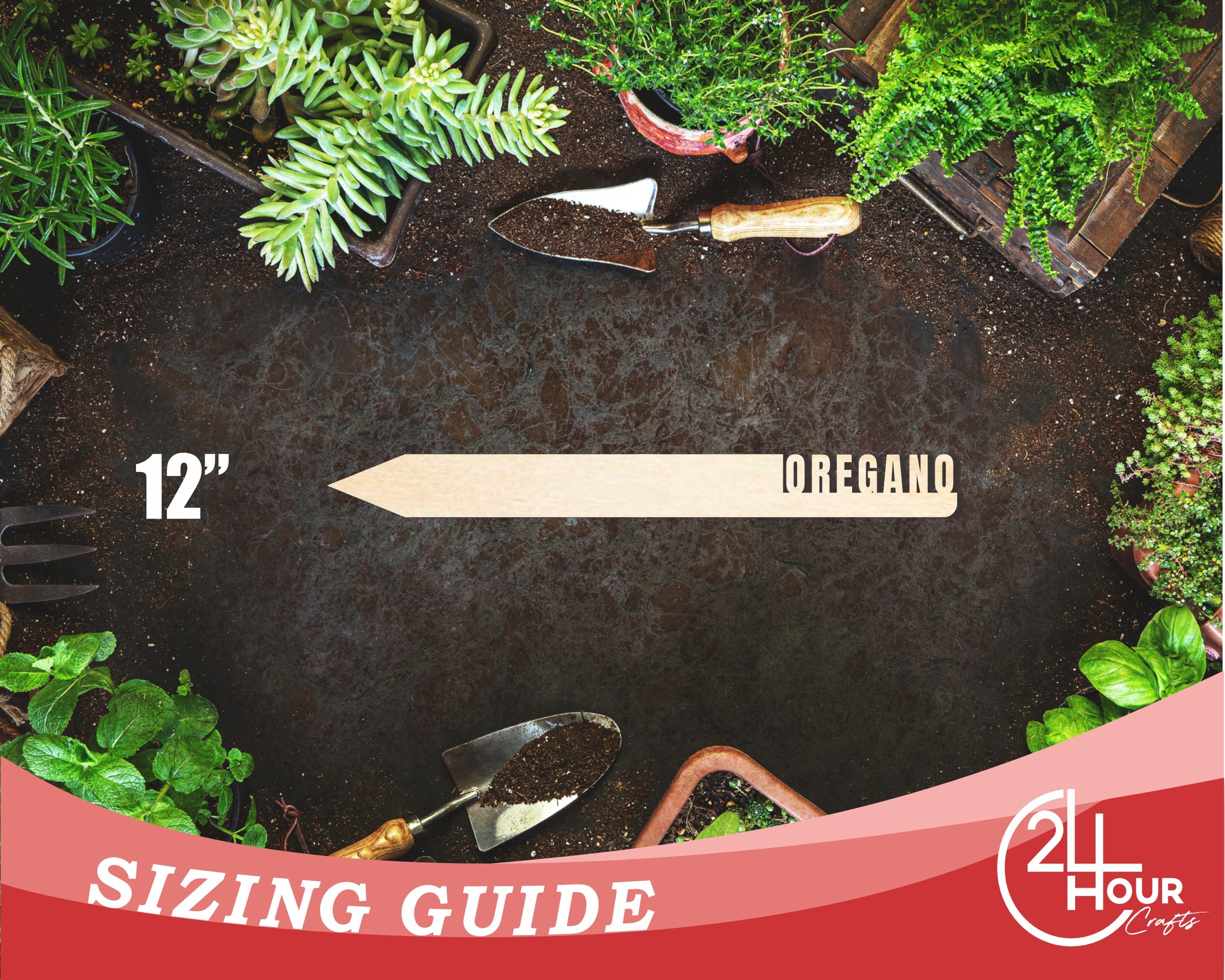 Unfinished Wood Oregano Garden Stake | DIY Craft Cutout | up to 24" DIY