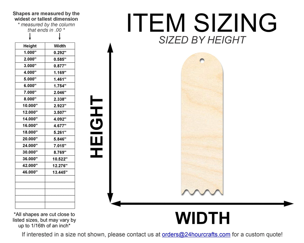 Unfinished Wood Rounded Zig Zag Bookmark Shape | DIY Craft Cutout | up to 12" DIY