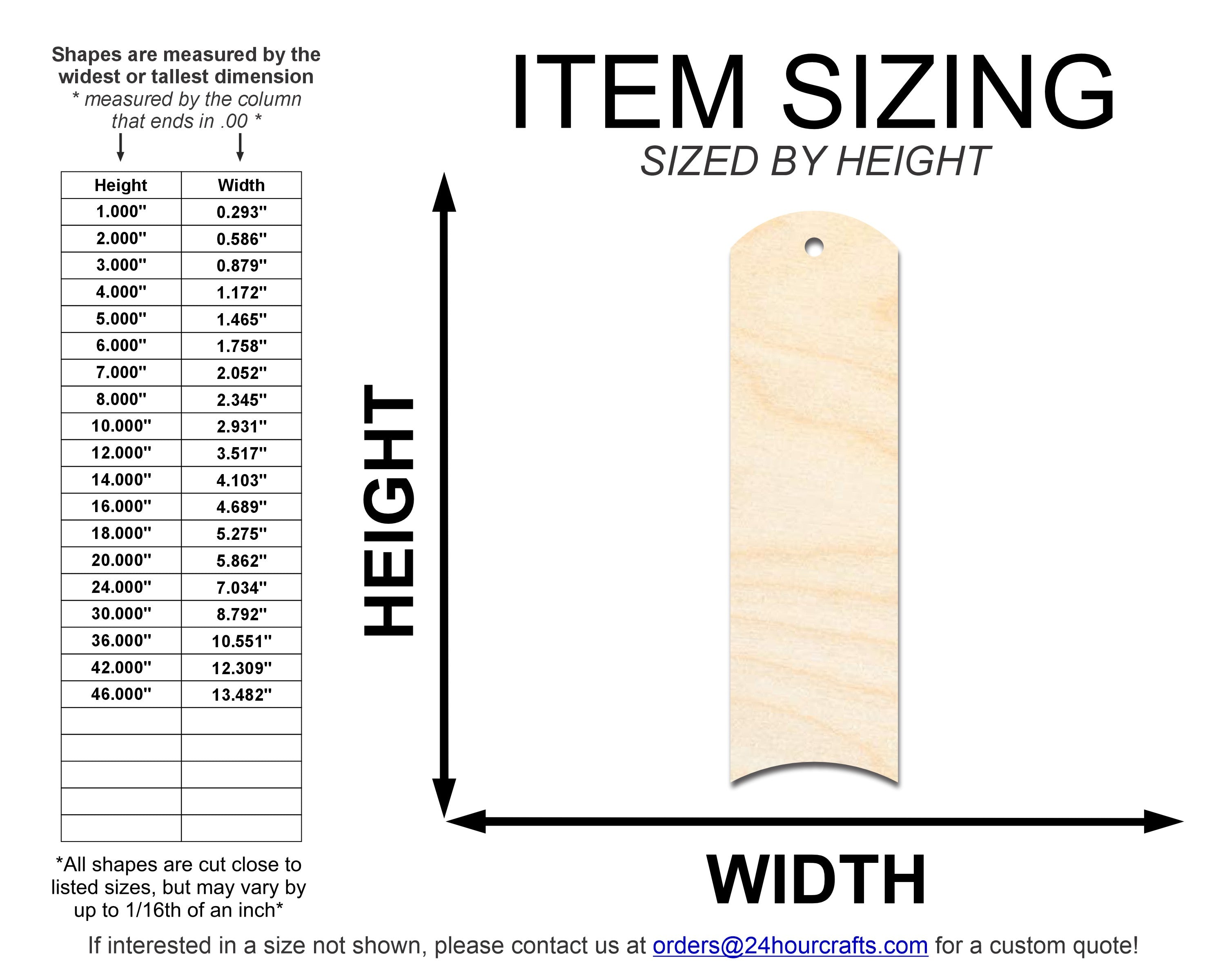 Unfinished Wood Rounded Dome Bookmark Shape | DIY Craft Cutout | up to 12" DIY