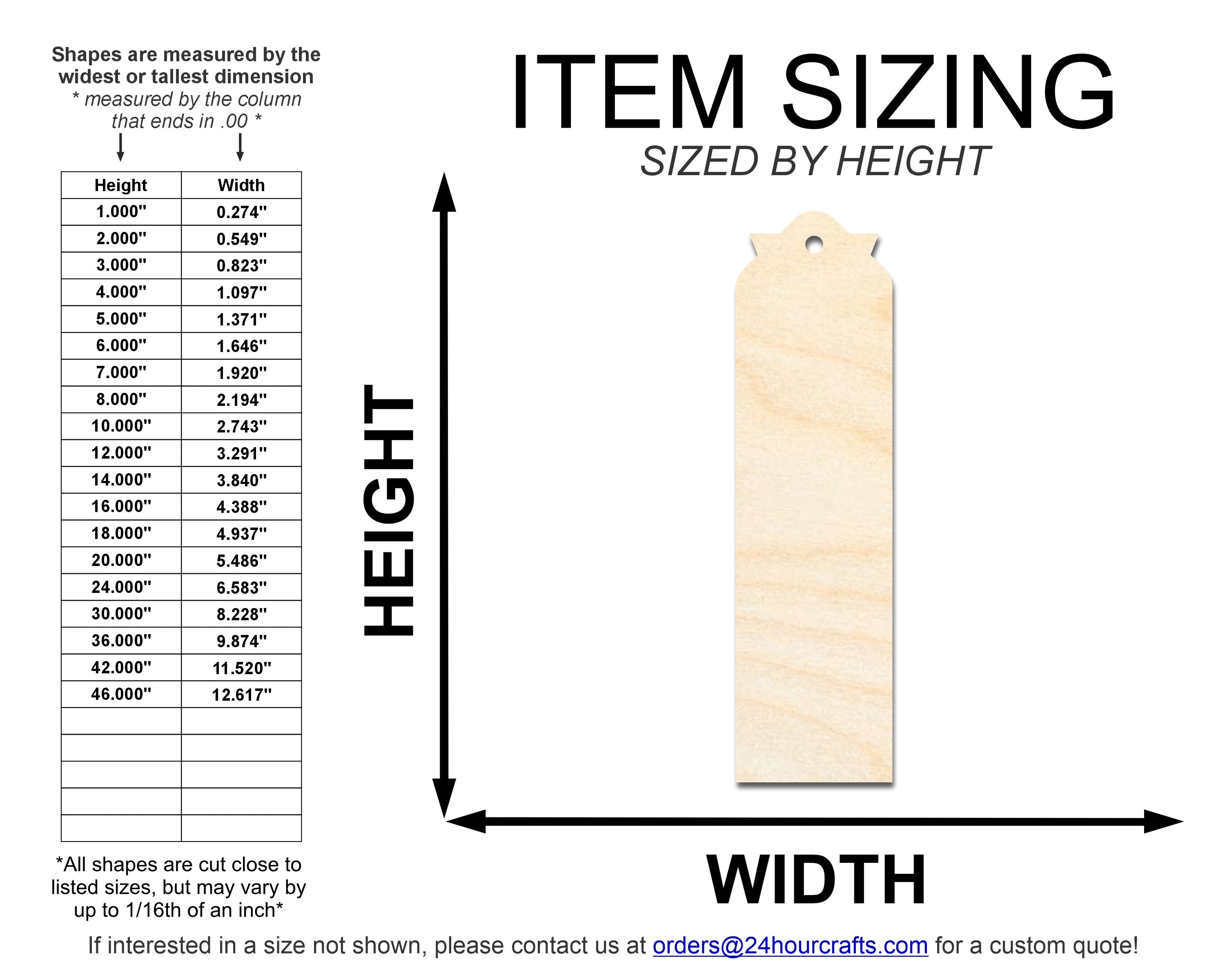 Unfinished Wood Pointed Top Bookmark Shape | DIY Craft Cutout | up to 12" DIY