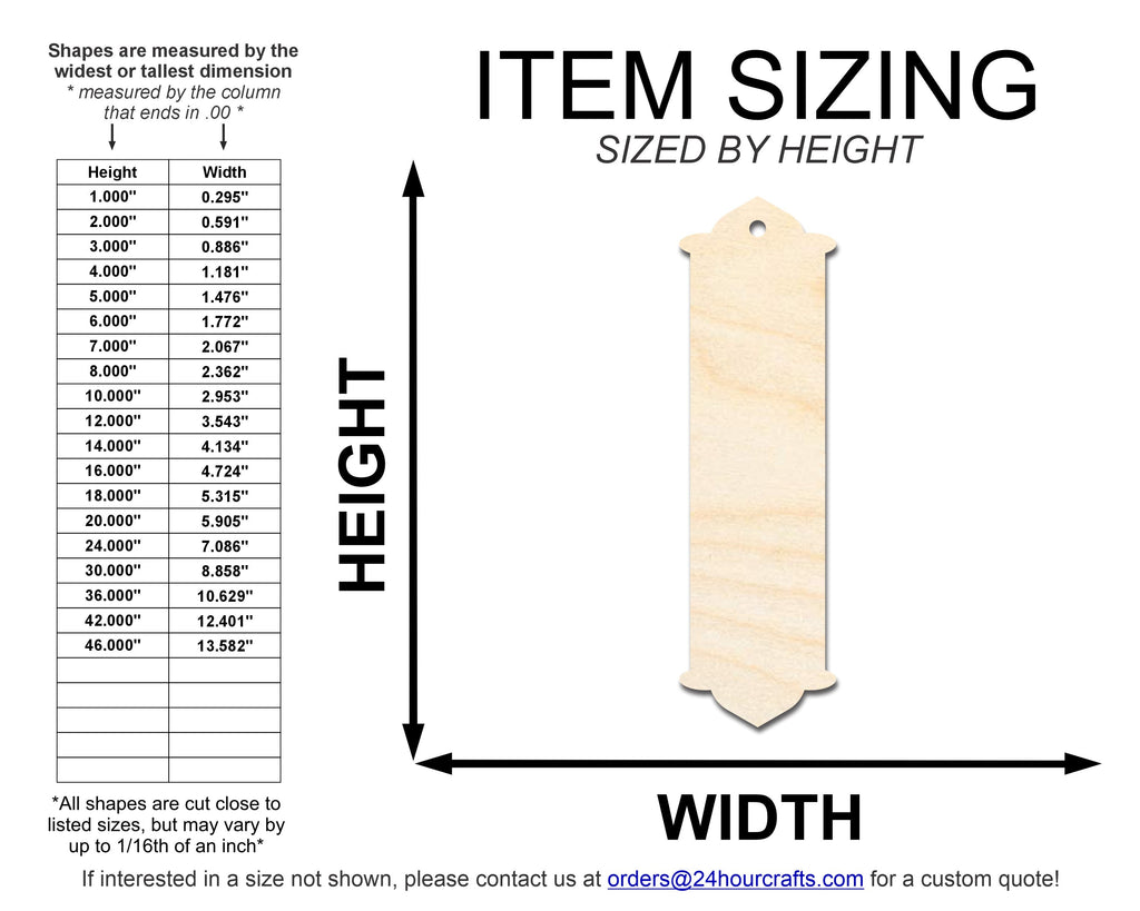 Unfinished Wood Twin Peak Bookmark Shape | DIY Craft Cutout | up to 12" DIY