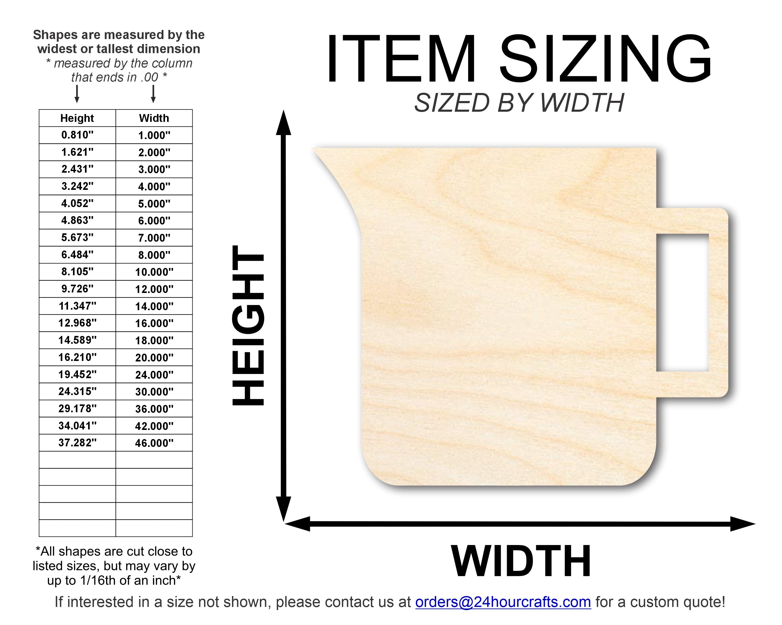 Unfinished Wood Measuring Cup Shape | DIY Craft Cutout | up to 46" DIY