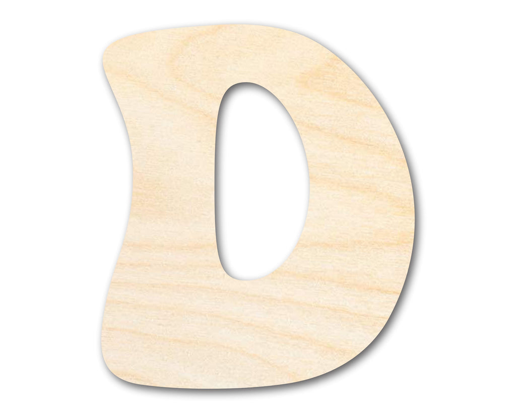 Unfinished Wood Groovy D Font Shape | DIY Craft Cutout | up to 46" DIY