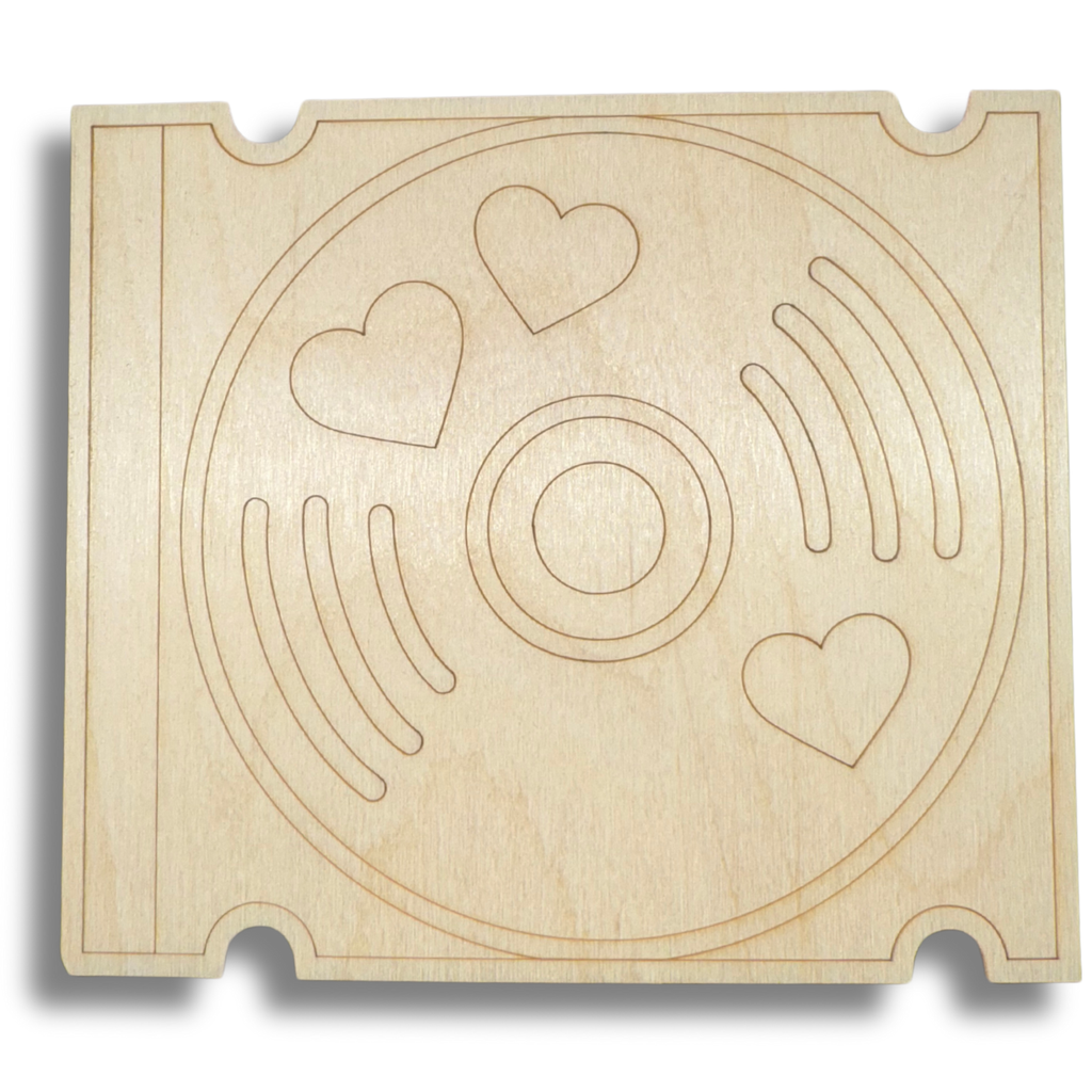 Unfinished Wood Etched Cute CD Shape | Paint By Line Crafts | up to 30" DIY