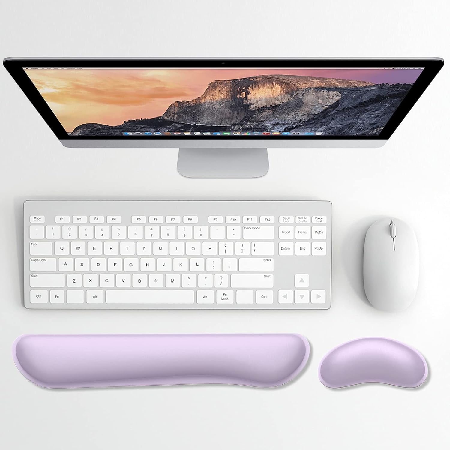 Memory Foam Keyboard Wrist Rest Set - Cute Vanilla Purple Design for Gaming & Office - Non-Slip Base for Ultimate Comfort & Pain Relief