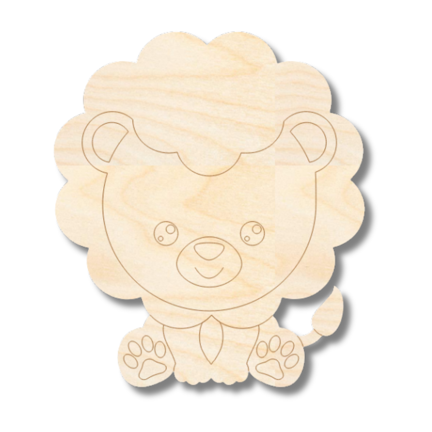Unfinished Wood Etched Lion Shape | Paint By Line Crafts | up to 30" DIY