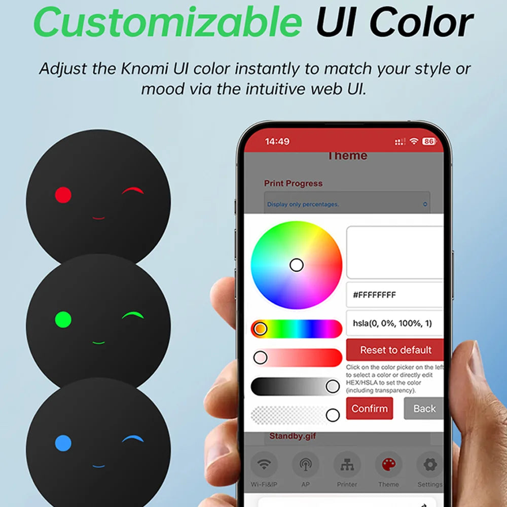 Creator Knomi Hi Smart Screen UI Visualized Status Custom Colors Gifs Wide Viewing Angle for  Hi 3D Printer