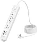 Surge Protector Power Strip with USB, Ultra Thin Flat Plug 6Ft Extension Cord 1625W, 3 USB a & 1 Type C, 4 AC Outlets 1440J Surge Protection ETL Listed, Wall Mount for Home Office Dorm, White