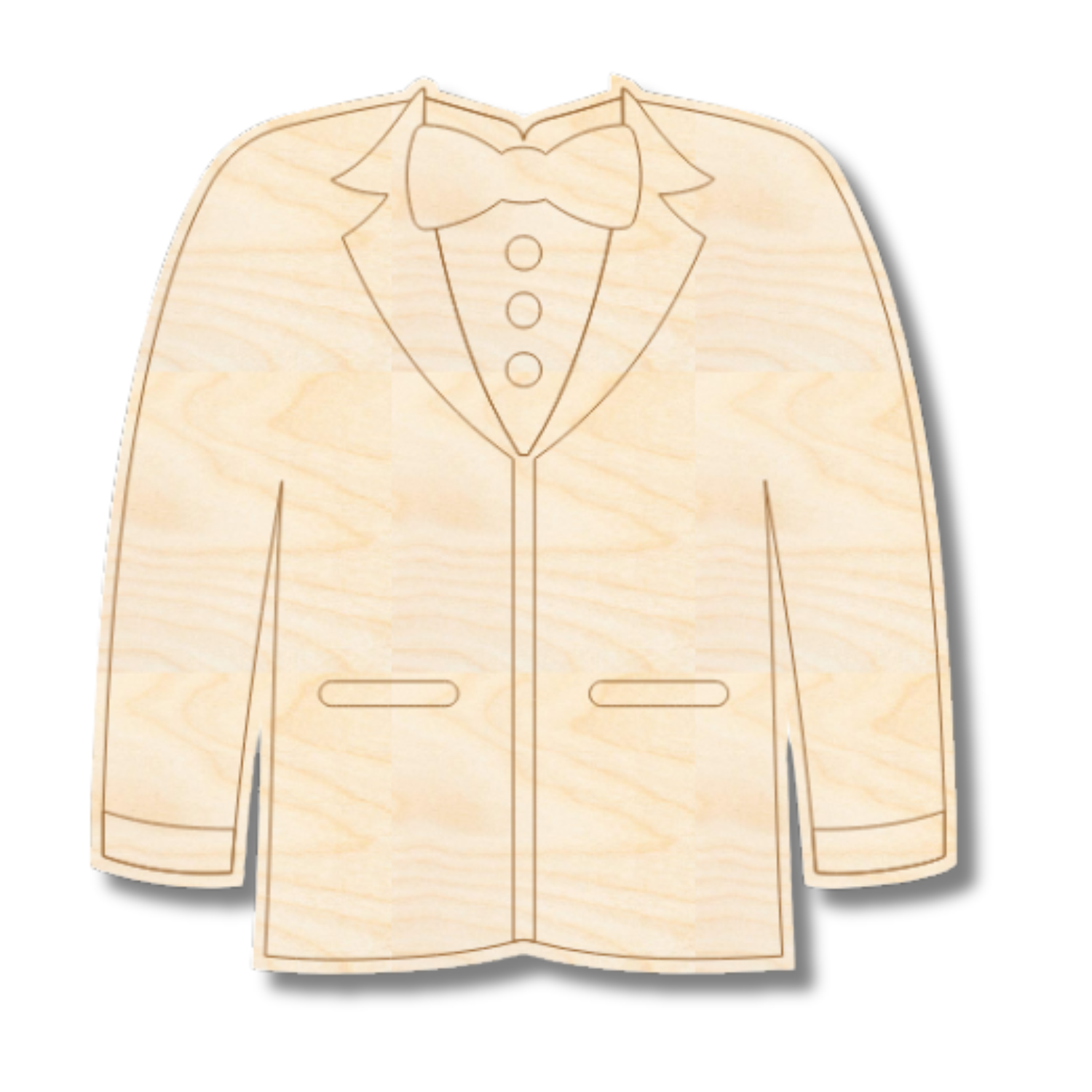 Unfinished Wood Etched Tux Shape | Paint By Line Crafts | up to 30" DIY