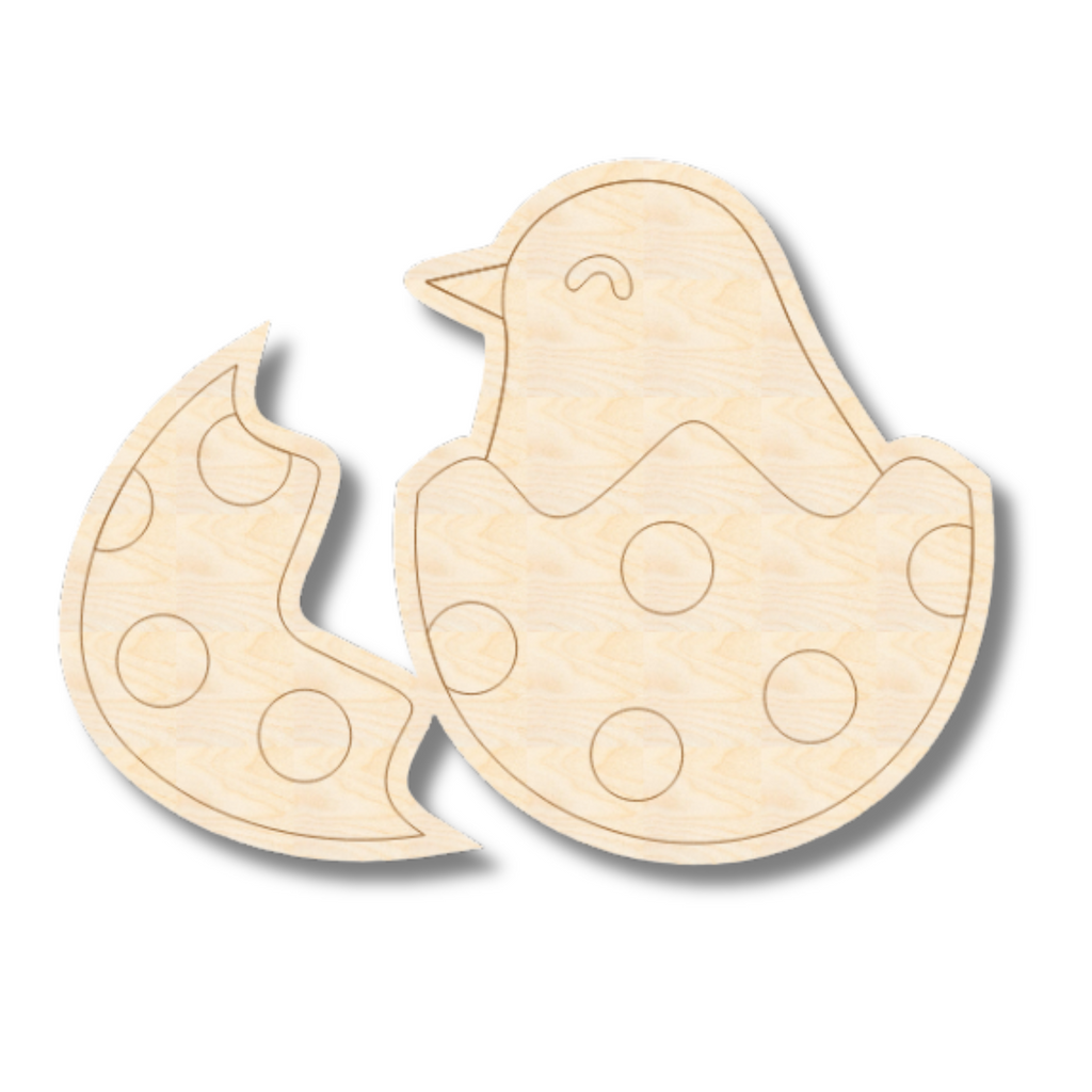 Unfinished Wood Etched Easter Egg Chick Shape | Paint By Line Crafts | up to 30" DIY