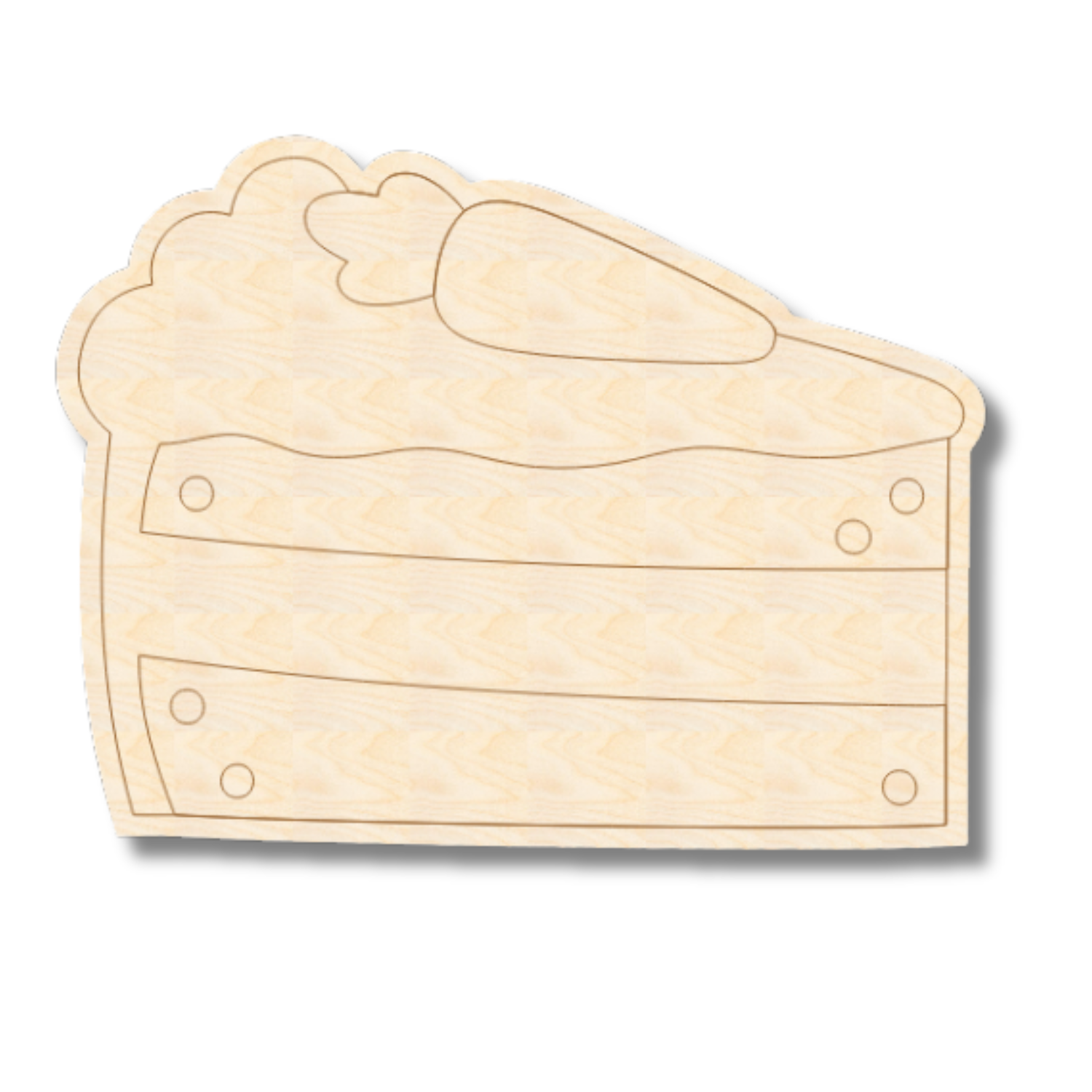 Unfinished Wood Etched Carrot Cake Shape | Paint By Line Crafts | up to 30" DIY
