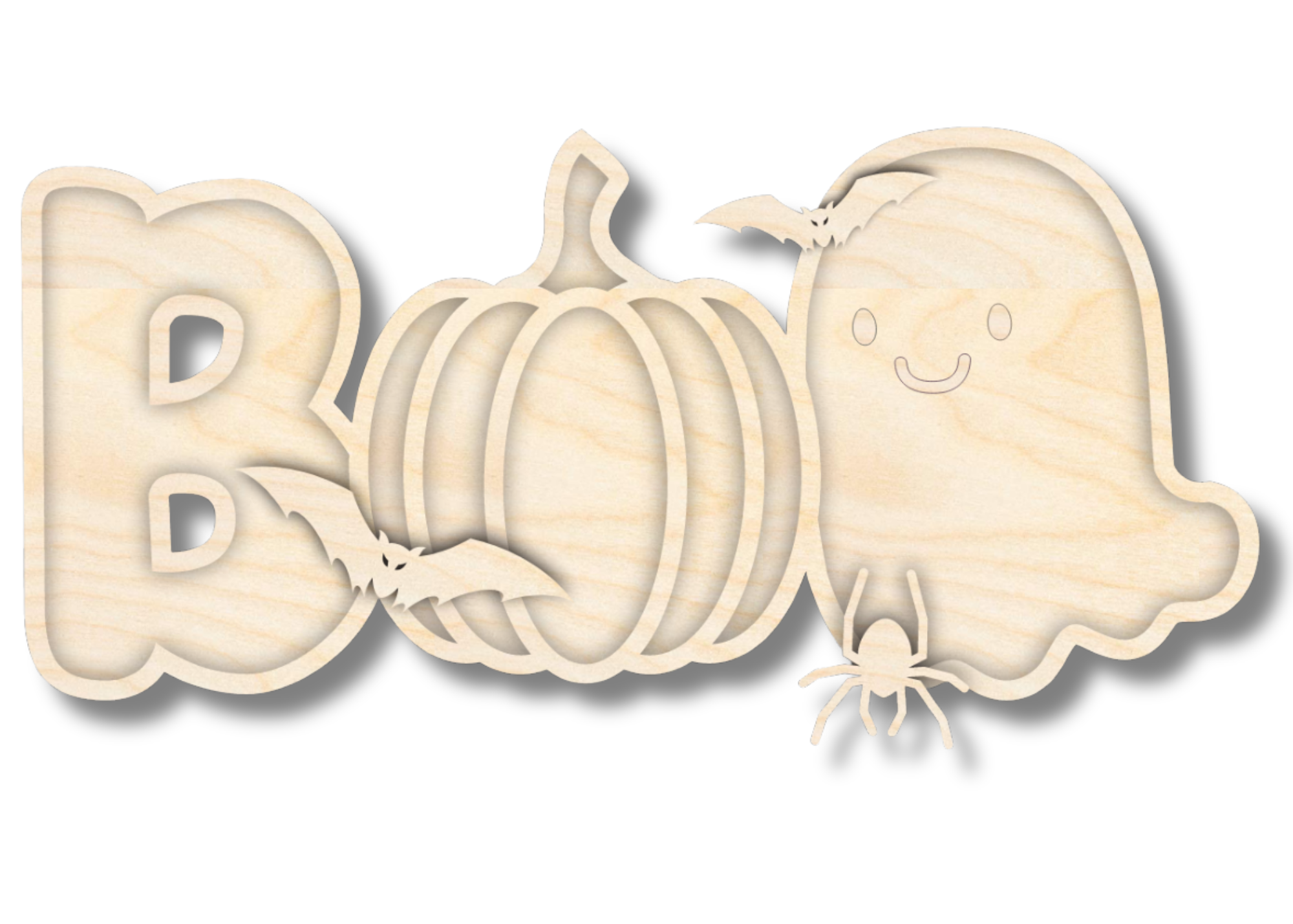 Unfinished Wood Boo Pumpkin Ghost Layered Sign | 3 Piece | Layered Boo Sign | up to 46" DIY