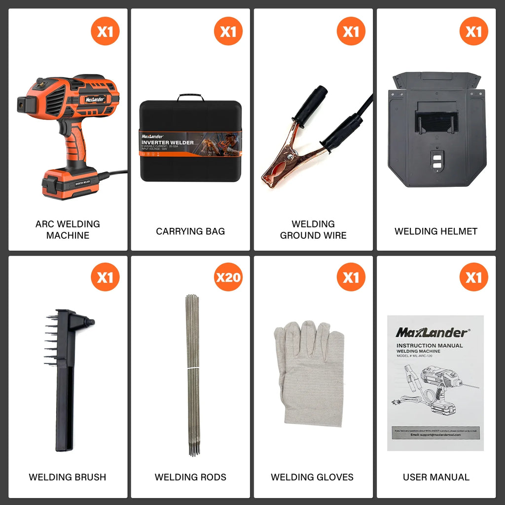 Portable Welding Machine, 110V 120A Handheld ARC Welder with IGBT Inverter 5 Variable Current Adjustment, 20PCS Rods, Fits for 3/64"-1/8" Wire Rods