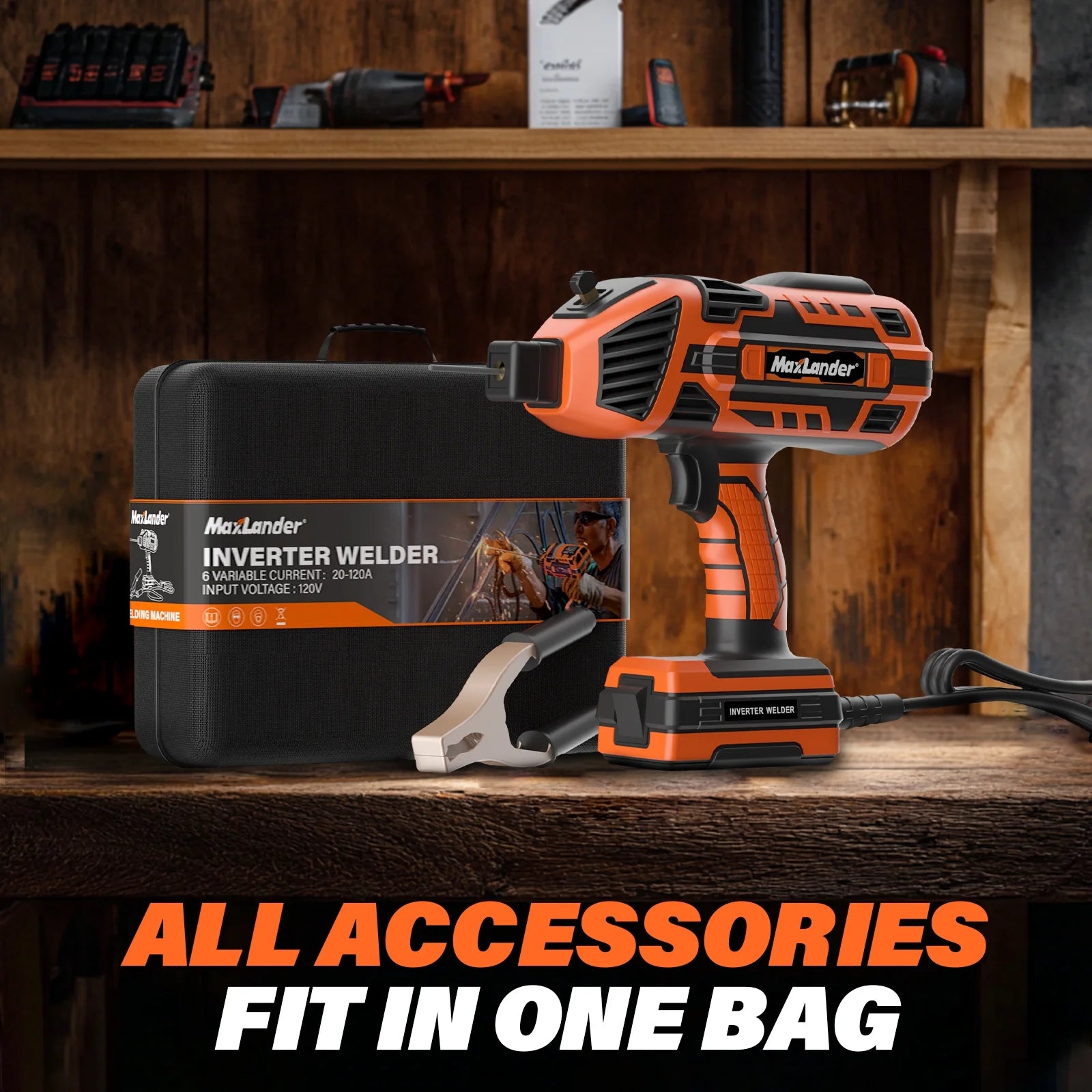 Portable Welding Machine, 110V 120A Handheld ARC Welder with IGBT Inverter 5 Variable Current Adjustment, 20PCS Rods, Fits for 3/64"-1/8" Wire Rods