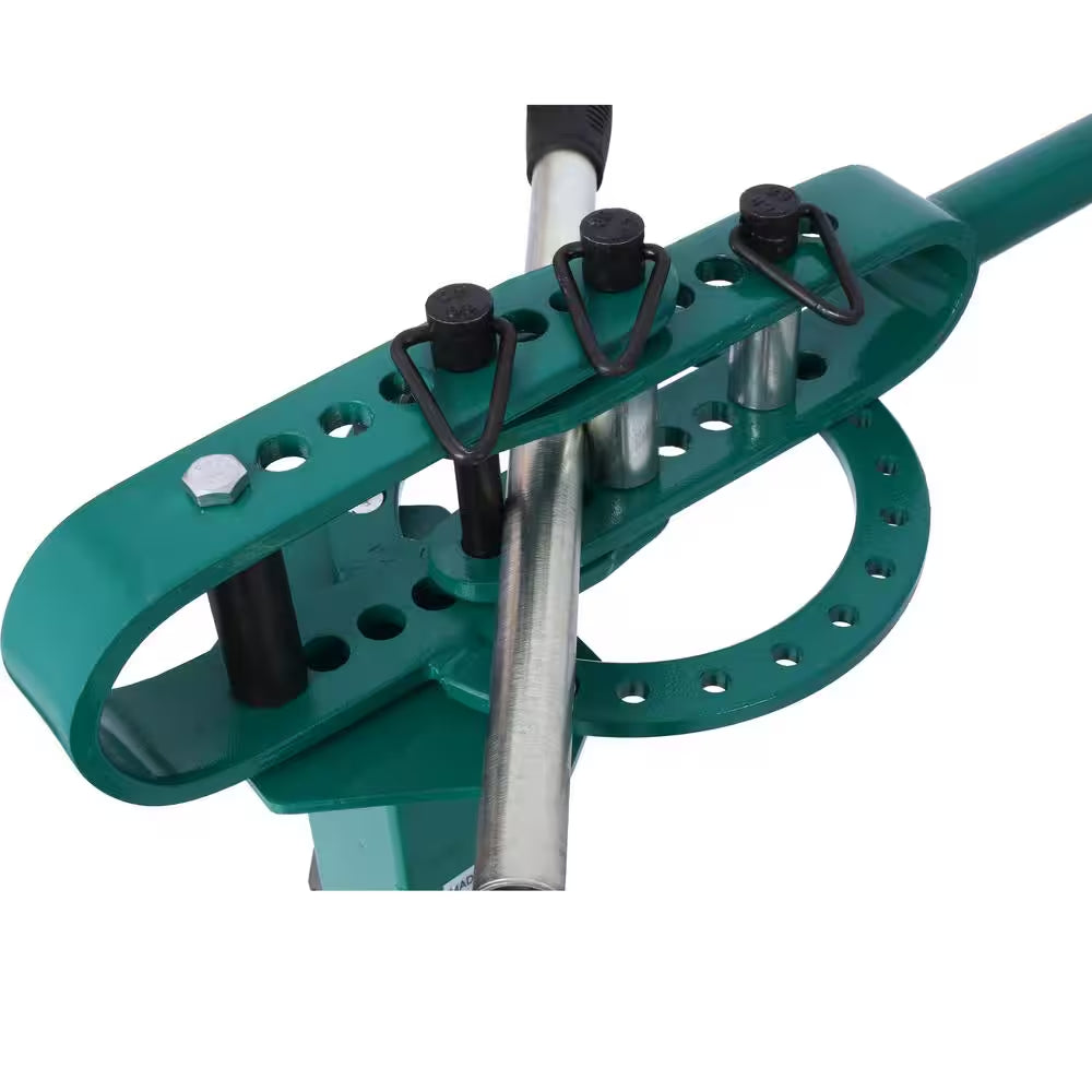 Green Pedestal Floor Compact Bender 7-Dies Versatile 44 Ft. Mount Telescoping Handle Maximum 5/8 In. Thick 1-15/16 In. W