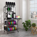 Black 65.4 In. H Heavy Duty 3D Printer Table Stand with Filament Storage Rack, T-Shaped Spools Holder Rack and Wheels