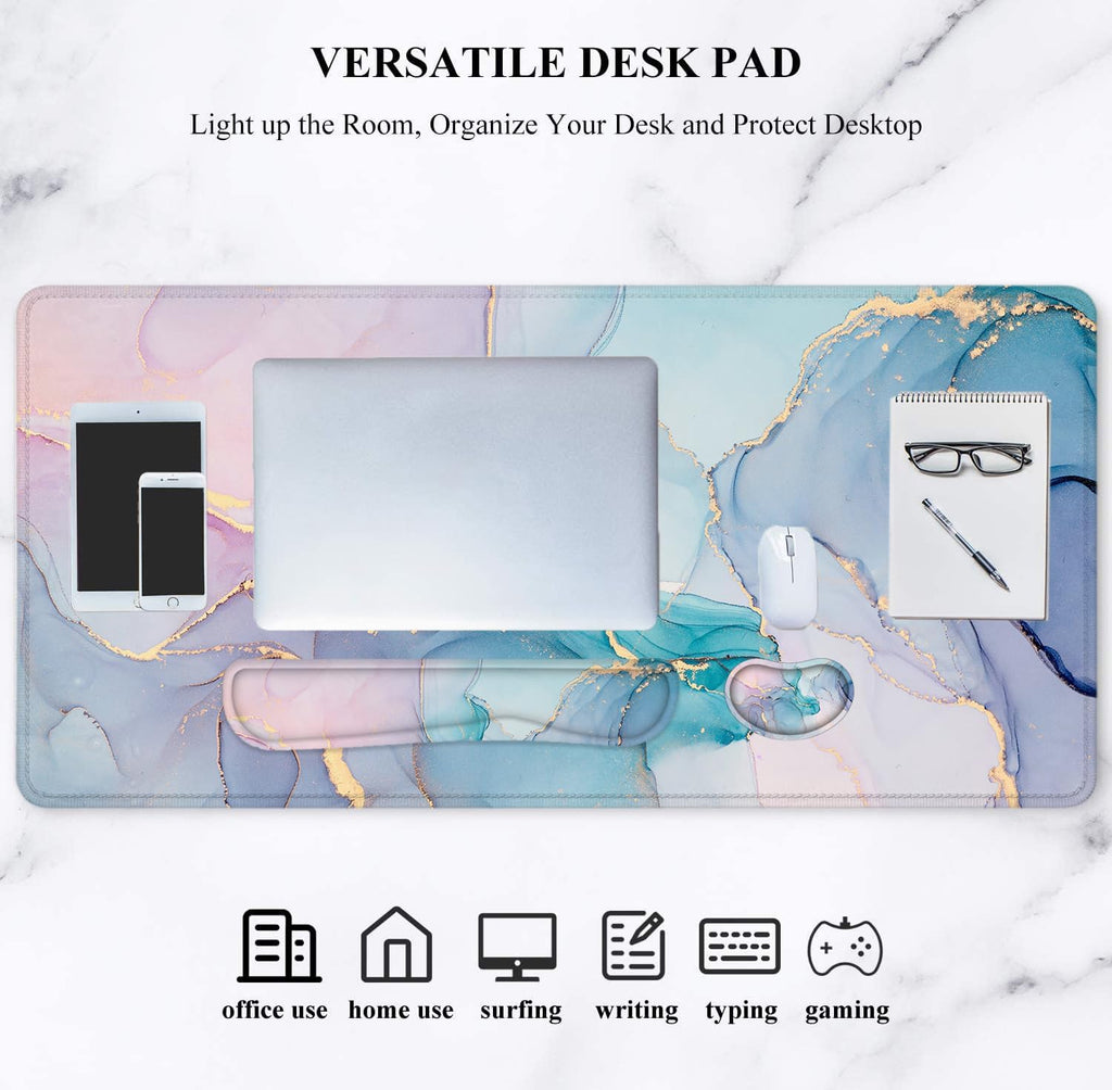 Ergonomic 4-in-1 Desk Mat & Mouse Pad Set with Wrist Rest - Perfect for Gaming & Office Use!