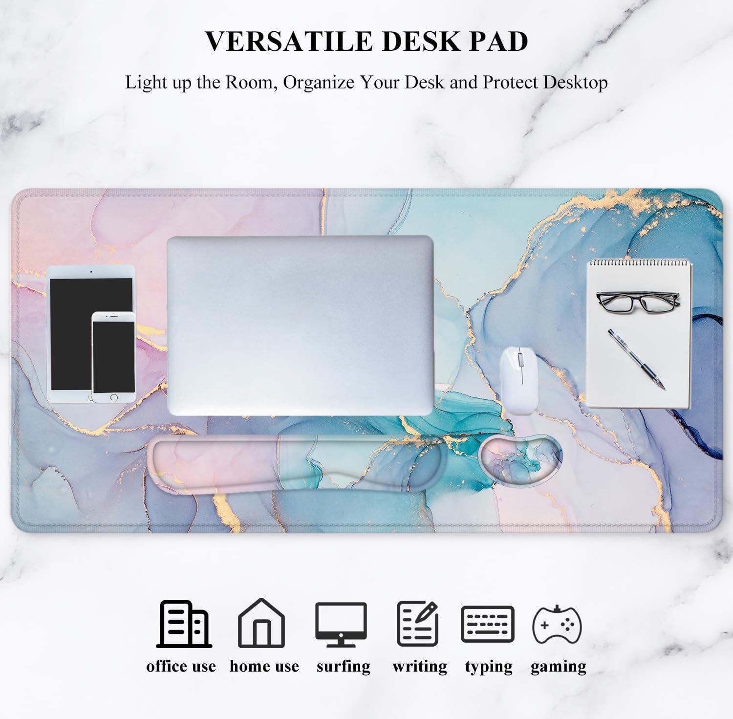 Ergonomic 4-in-1 Desk Mat & Mouse Pad Set with Wrist Rest - Perfect for Gaming & Office Use!