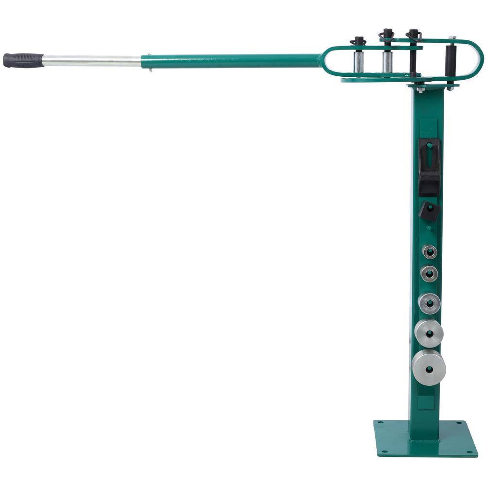 Green Pedestal Floor Compact Bender 7-Dies Versatile 44 Ft. Mount Telescoping Handle Maximum 5/8 In. Thick 1-15/16 In. W