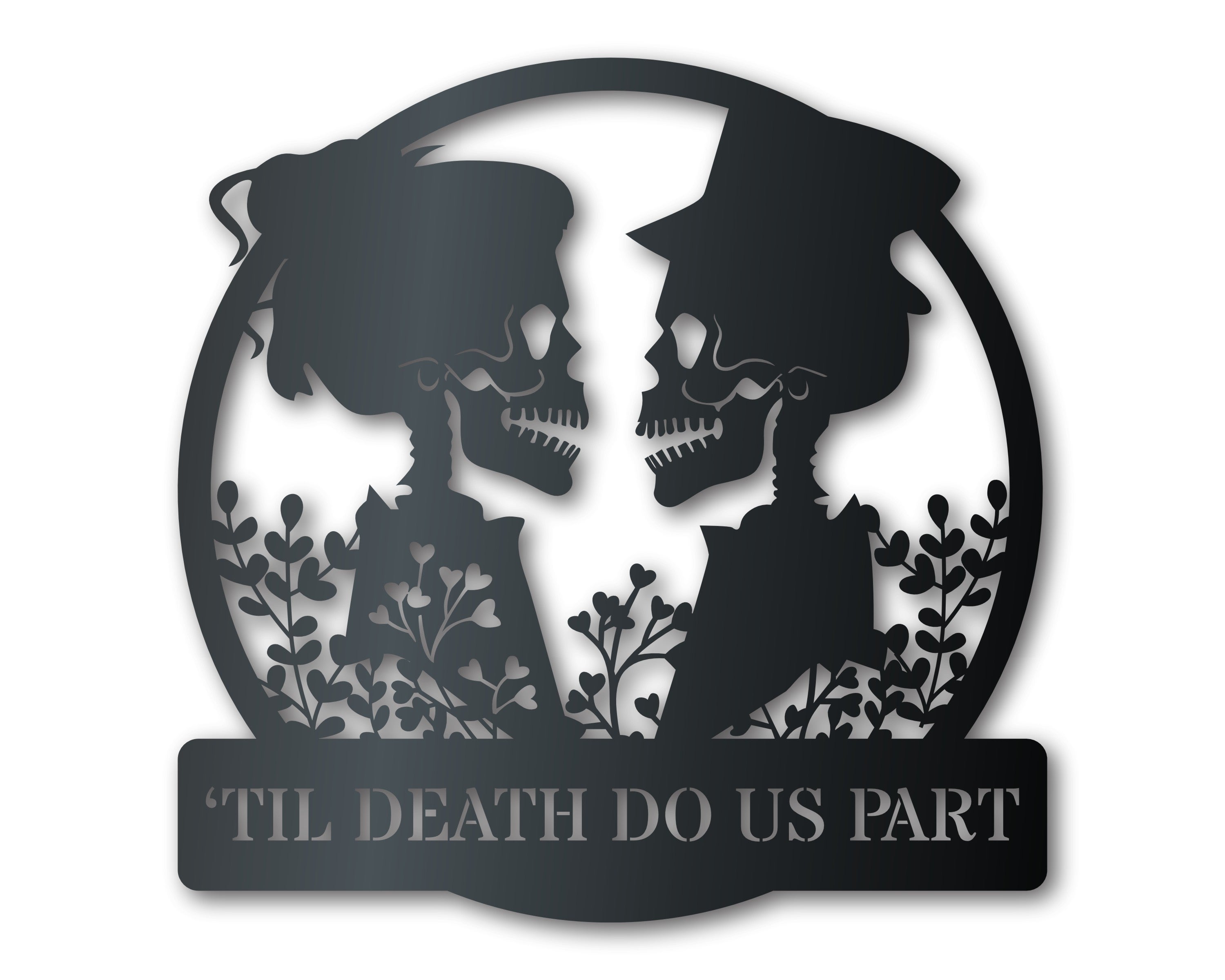 Custom Metal Skeletal Love Wall Art | Halloween | Wedding | Indoor Outdoor | Up to 36" | Over 20 Color Options