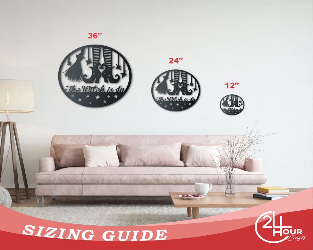 Custom Metal Witch Feet and Broom Wall Art | Halloween | Indoor Outdoor | Up to 36" | Over 20 Color Options