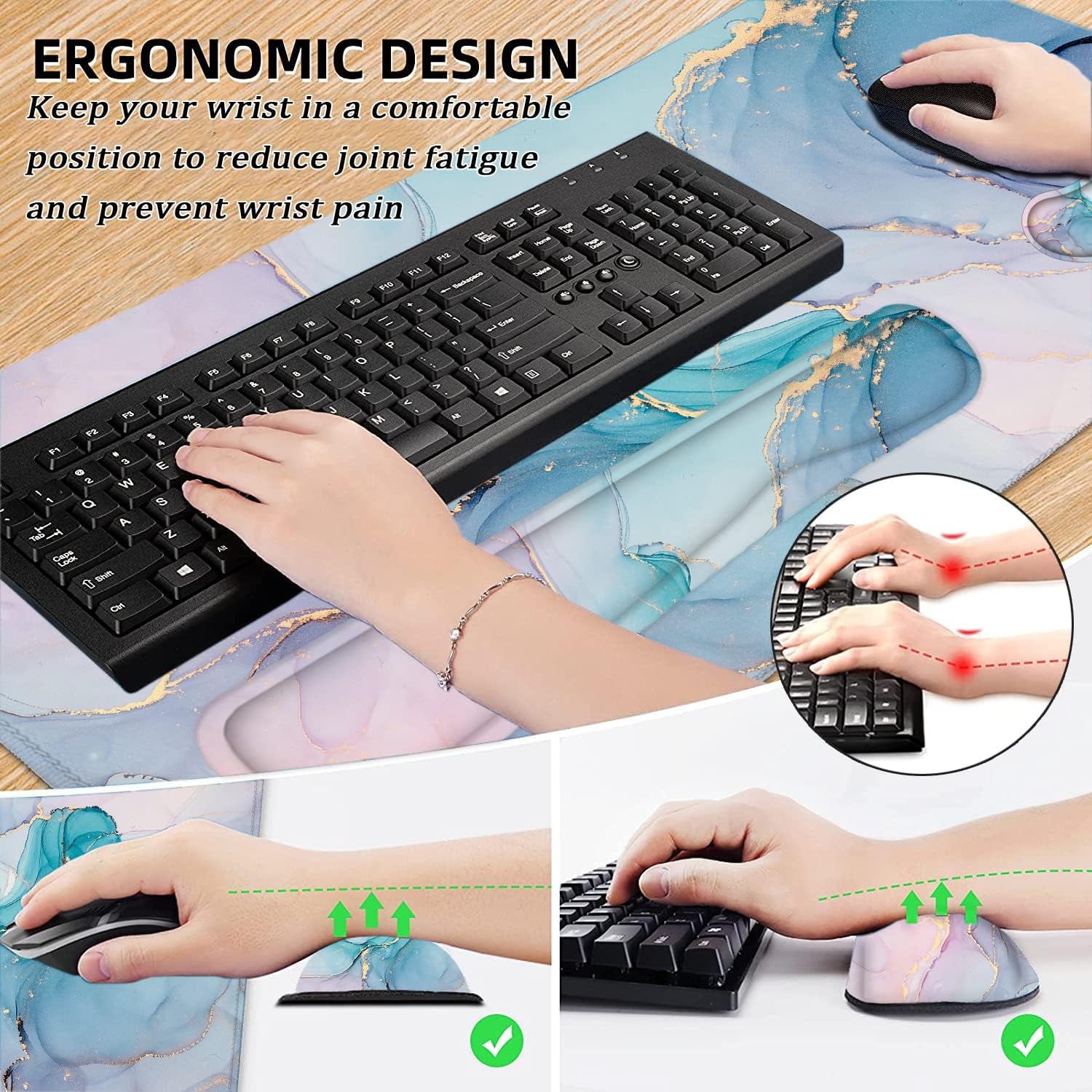 Ergonomic 4-in-1 Desk Mat & Mouse Pad Set with Wrist Rest - Perfect for Gaming & Office Use!