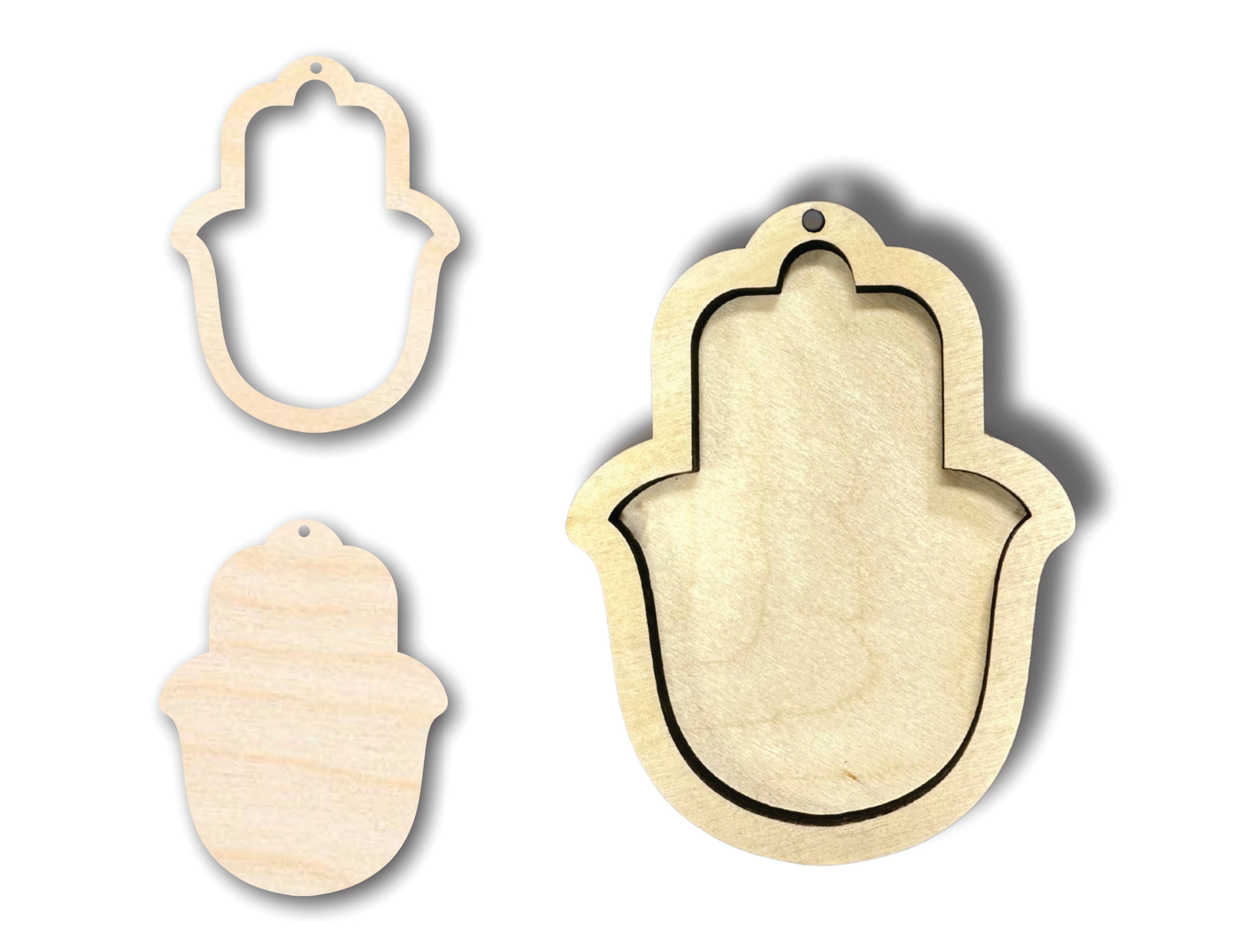 Unfinished Wood 2 Layer Hamsa Shadowbox Shape | DIY Craft Cutout | up to 46" DIY