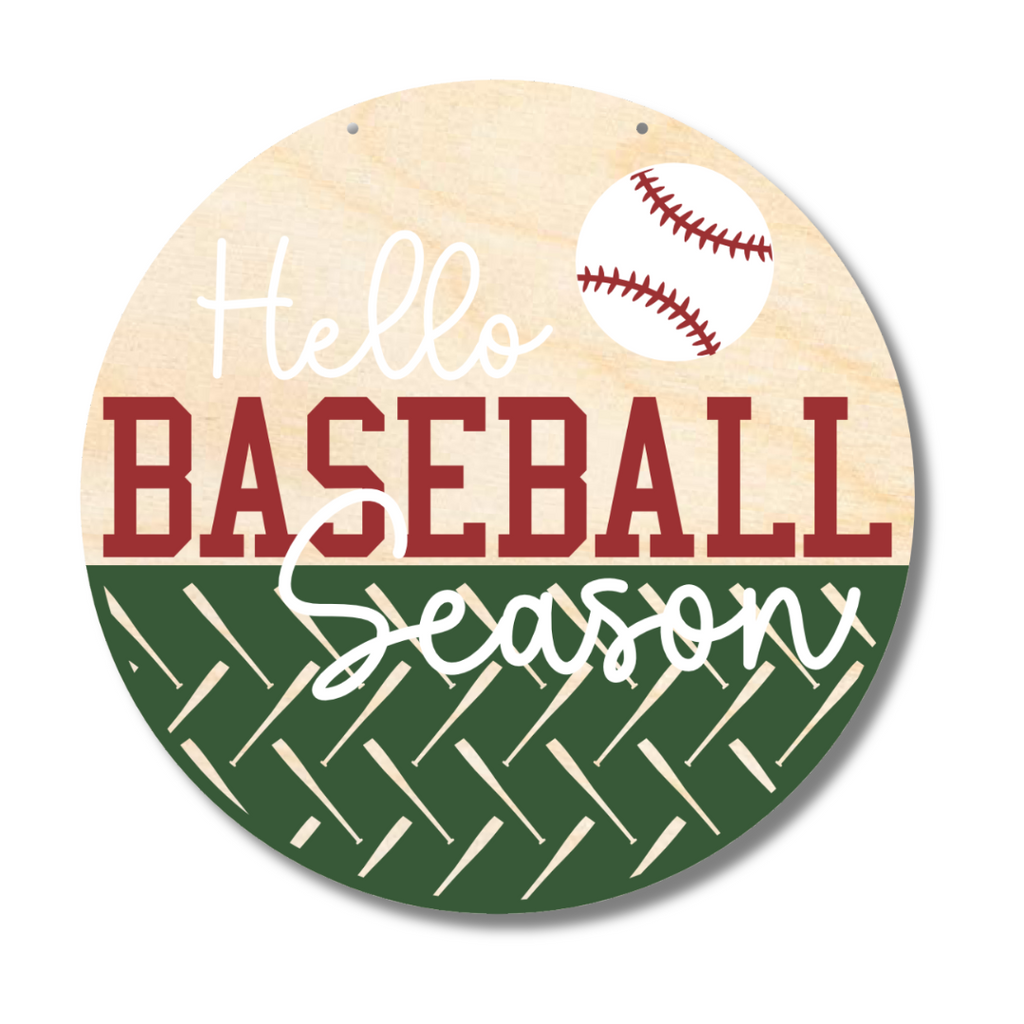 Unfinished Wood Hello Baseball Season Door Sign Kit | Wood Craft Cutouts | 1/4" Thick |