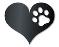 Metal Pawprint Heart Wall Art - Metal Sign - 14 Color Options