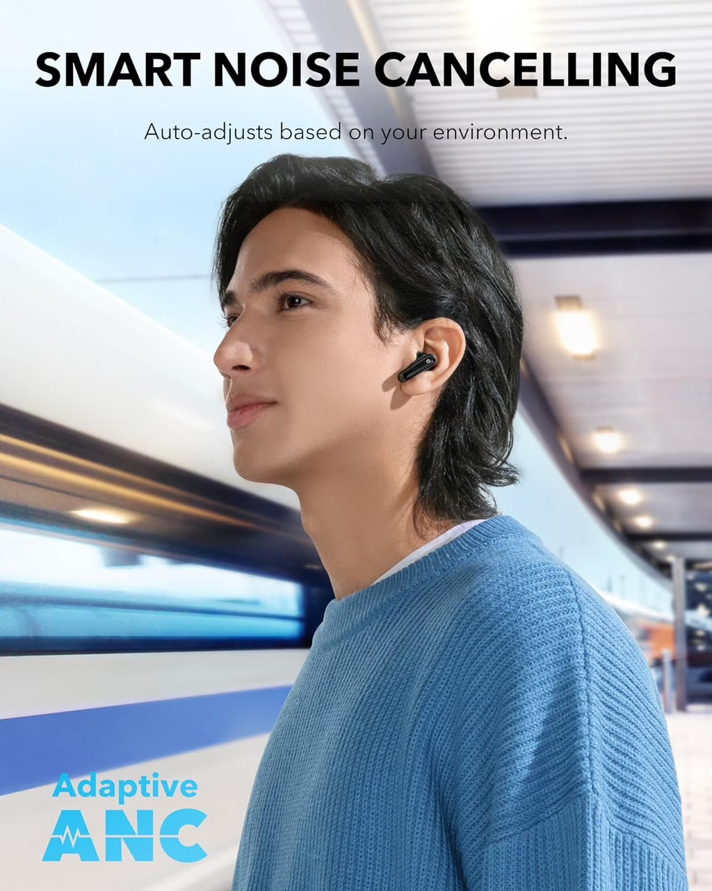 P40I by Anker, Noise Cancelling Wireless Earbuds, Black
