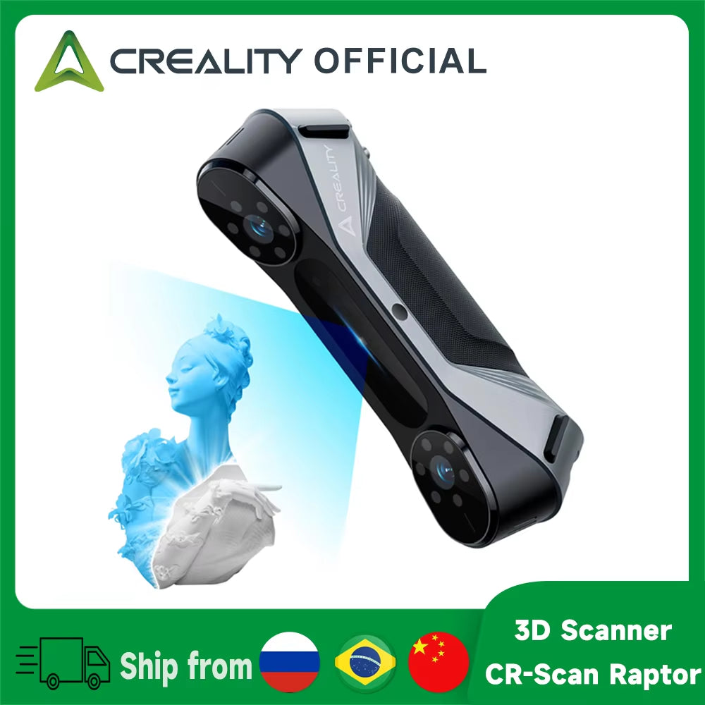 3D Scanner Cr-Scan Raptor Handheld Scan 0.02 Mm Accuracy 60Fps Scanning Speed Blue Laser NIR Light 3D Printing Scanner