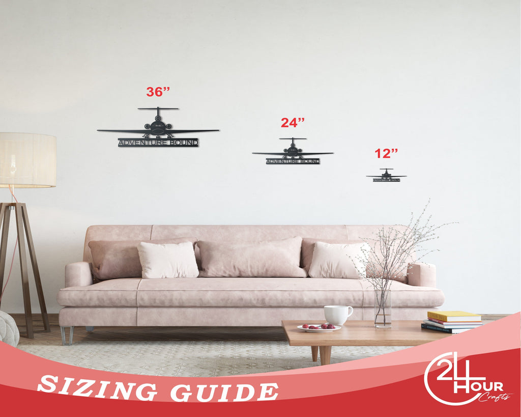 Custom Airplane Metal Sign | Aviation Wall Art | Indoor Outdoor | Up to 46" | Over 20 Color Options