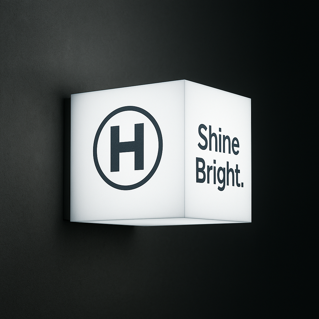 Cube LED Light Box Sign – Custom Acrylic Business Display
