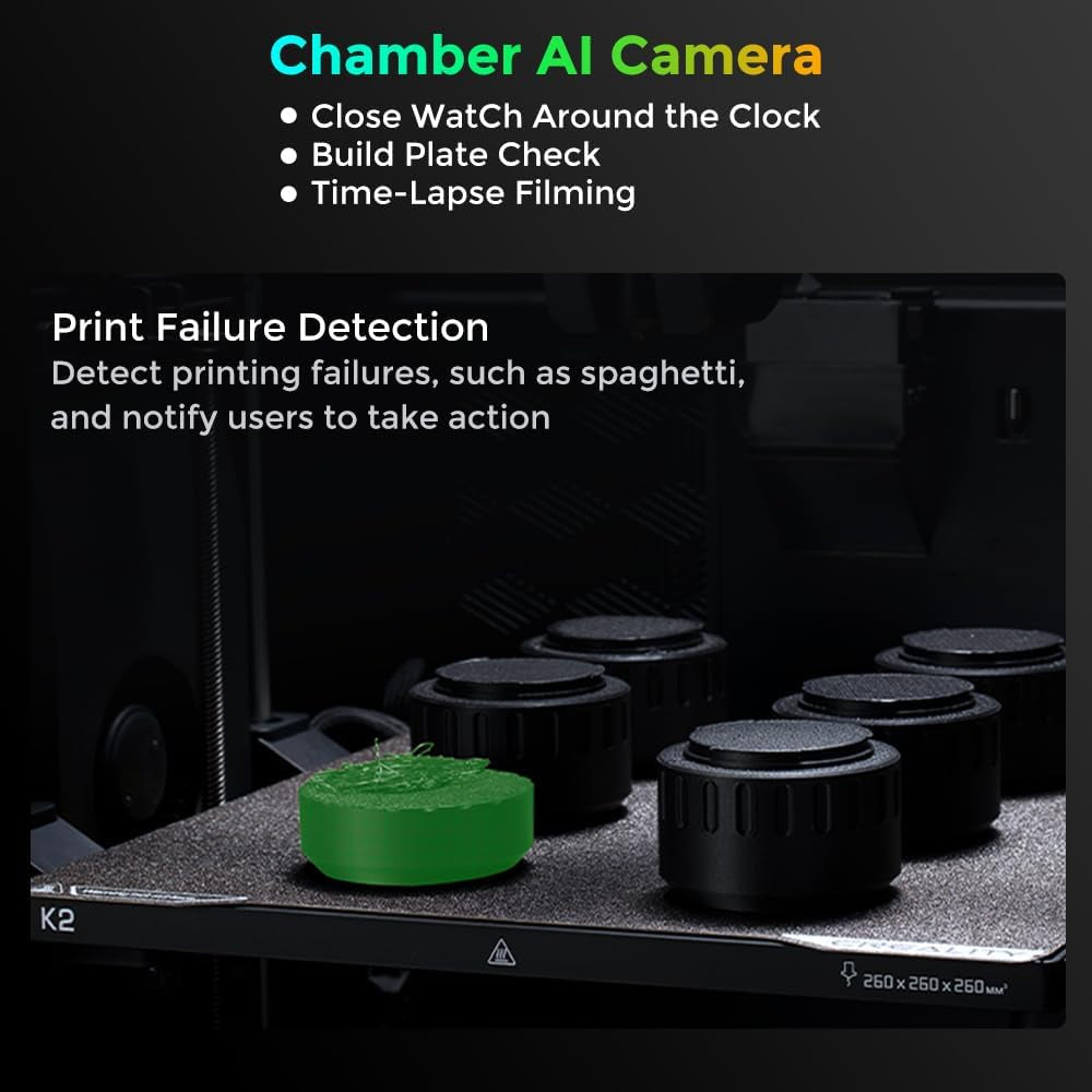 Official Creality K2 Combo 3D Printer, Multicolor 3D Printers with CFS, 600Mm/S Printing Speed 300℃ Direct Drive Extruder Auto Leveling Chamber AI Camera, Printing Size 10.24X10.24X10.24 Inch