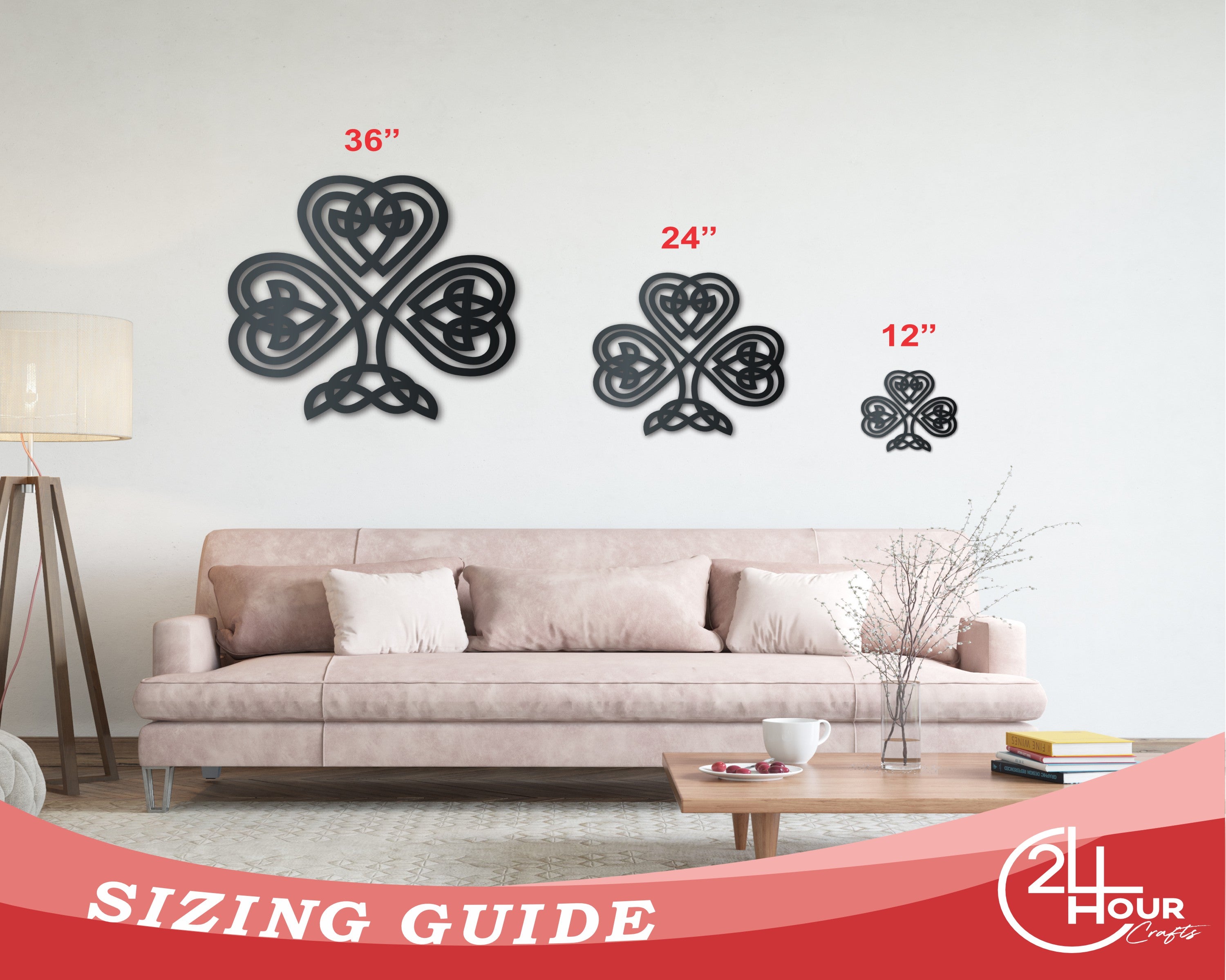 Metal Celtic Irish Shamrock Wall Art - Metal St Patrick's Day Sign - 14 Color Options
