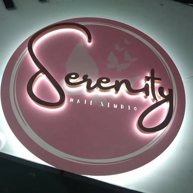 3D Backlit Acrylic Business Sign – Custom LED Logo Sign with Metal Backplate