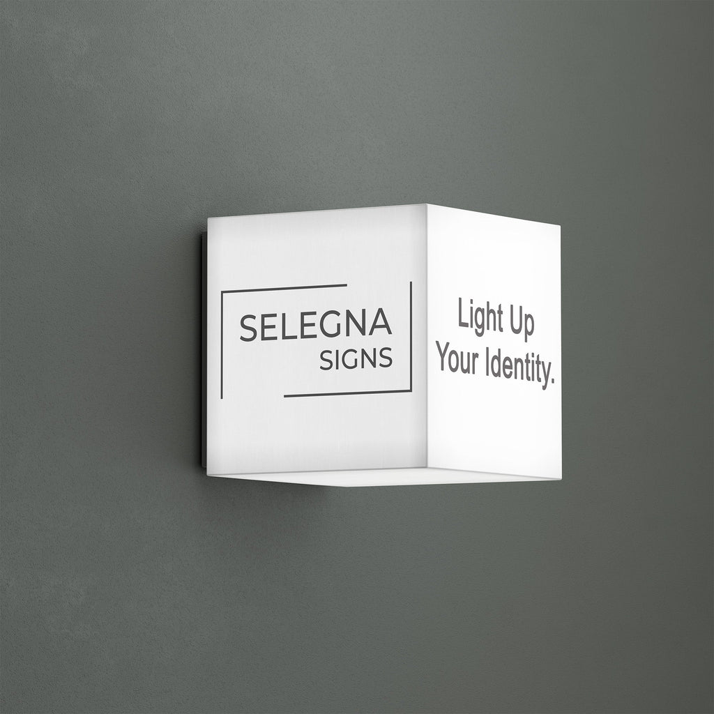 Cube LED Light Box Sign – Custom Acrylic Business Display