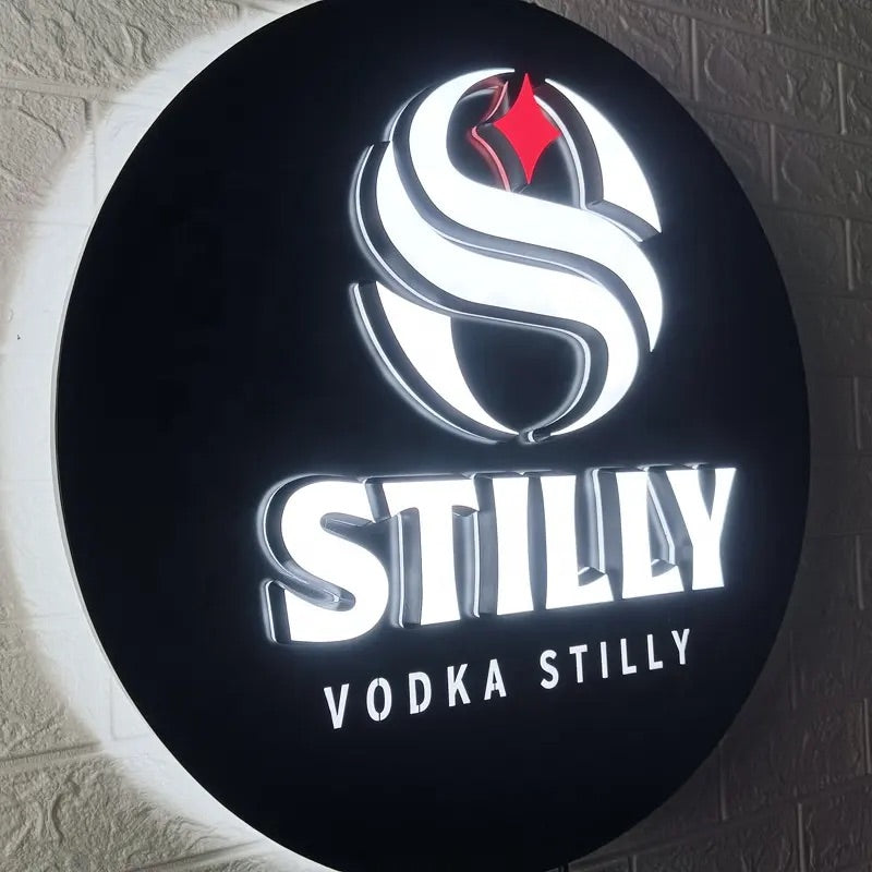 3D Backlit Acrylic Business Sign – Custom LED Logo Sign with Metal Backplate