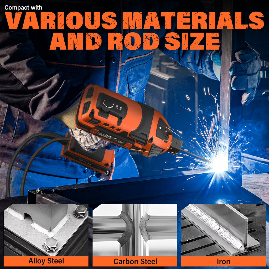 Portable Welding Machine, 110V 120A Handheld ARC Welder with IGBT Inverter 5 Variable Current Adjustment, 20PCS Rods, Fits for 3/64"-1/8" Wire Rods