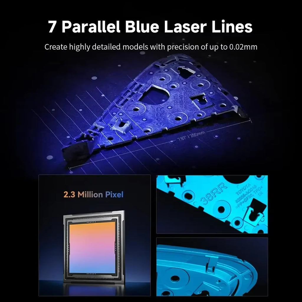 3D Scanner Cr-Scan Raptor Handheld Scan 0.02 Mm Accuracy 60Fps Scanning Speed Blue Laser NIR Light 3D Printing Scanner