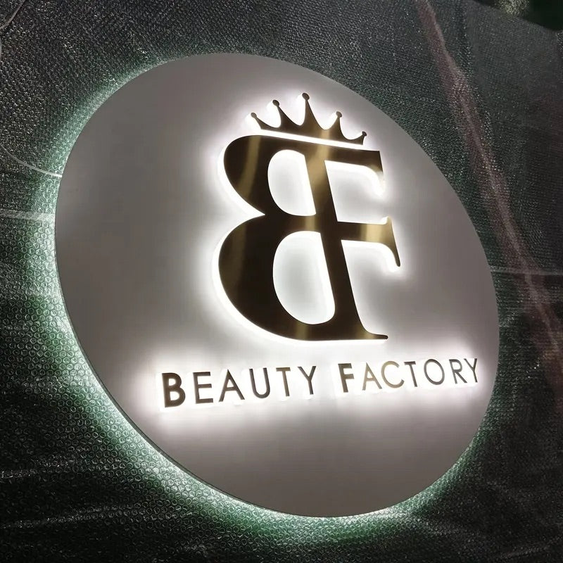 3D Backlit Acrylic Business Sign – Custom LED Logo Sign with Metal Backplate