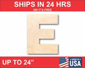 Unfinished Wood Block Letter E - Craft - up to 46" DIY