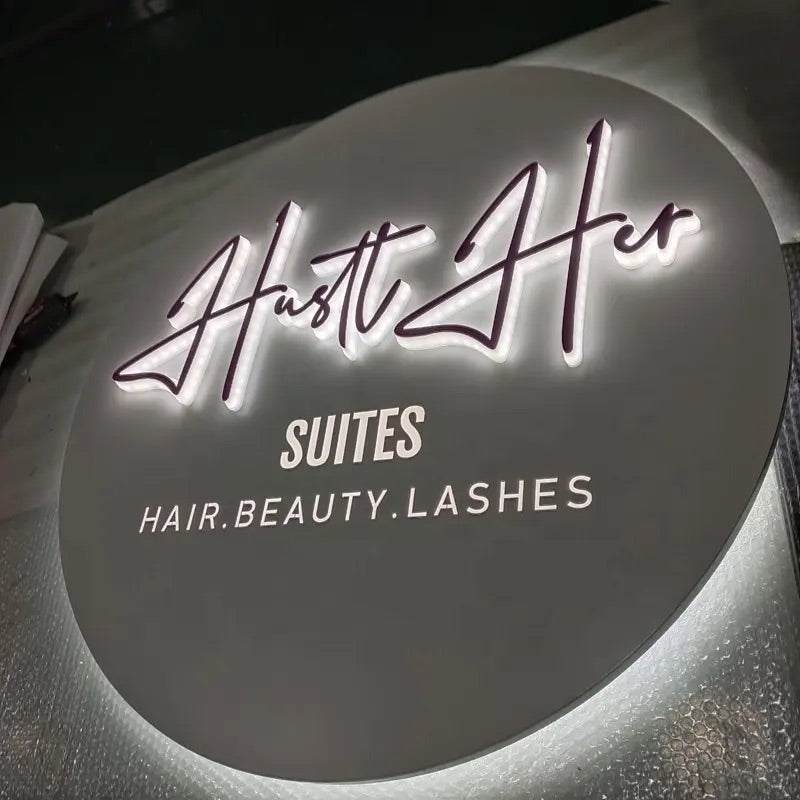 3D Backlit Acrylic Business Sign – Custom LED Logo Sign with Metal Backplate