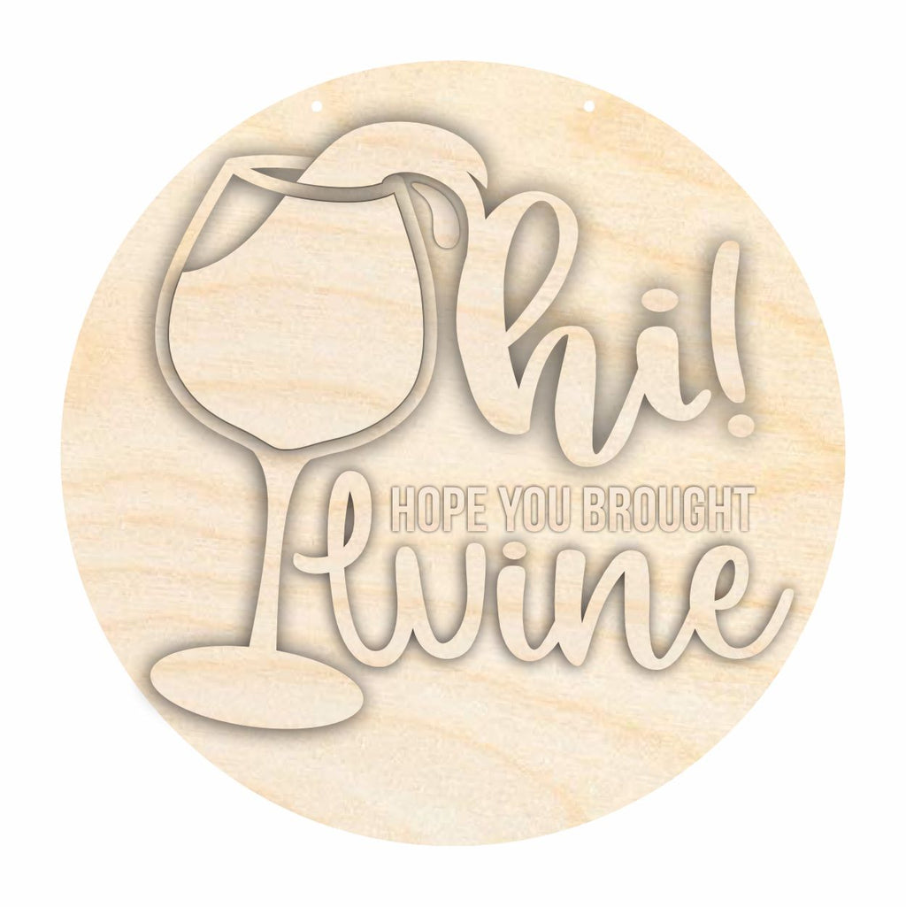 Unfinished Wood Wine Door Sign Kit | Wood Craft Cutouts | 1/4" Thick |
